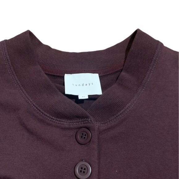 Sundays Ruffle Sleeve Long Sleeve Top Casual Fall Winter Burgundy Size XS - Picture 3 of 8